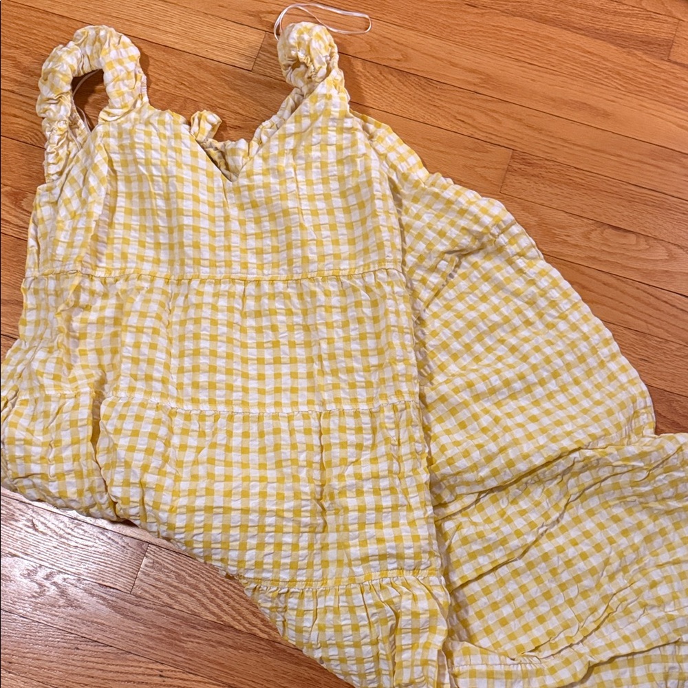Old navy gingham yellow and white dress sz L large